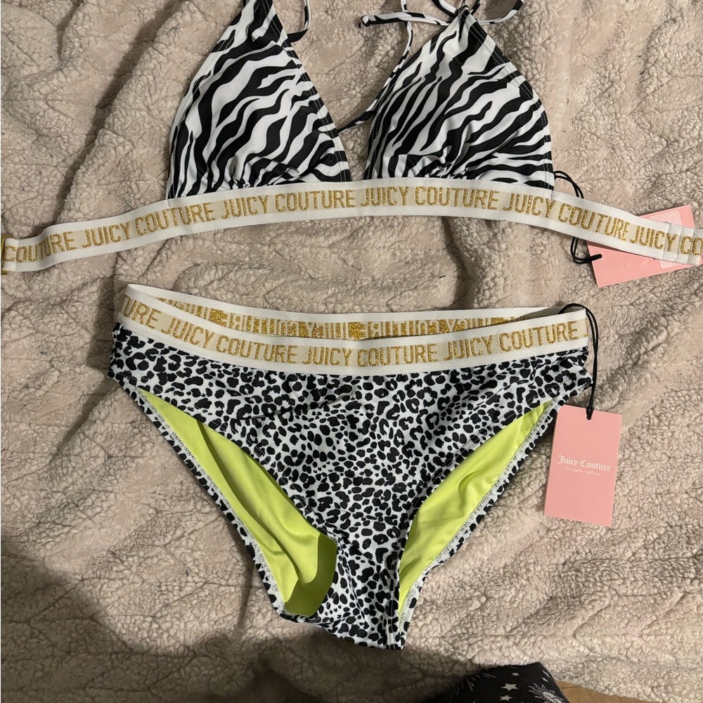 Juicy Couture Black and White Animal Print Bikini
